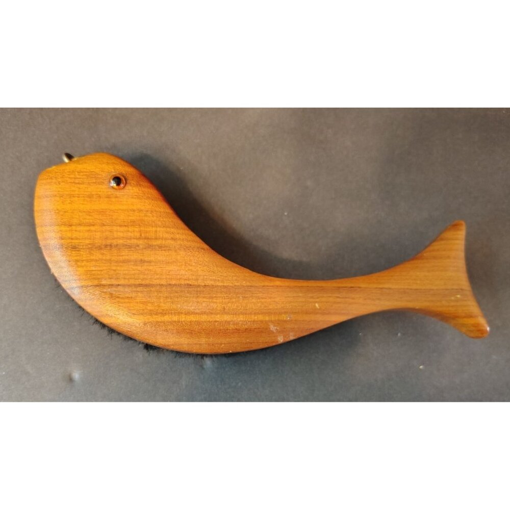 Vintage Western Germany Horse Hair  Wood Shoe or Suit Brush, Fish Shaped Hanging